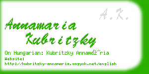 annamaria kubritzky business card